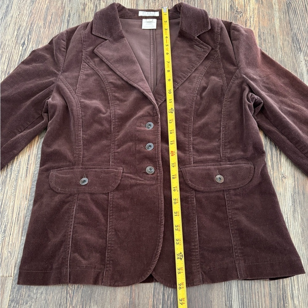 FDJ French Dressing Brown Corduroy Blazer Jacket Womens 8 Button Front Back Belt - Picture 5 of 11